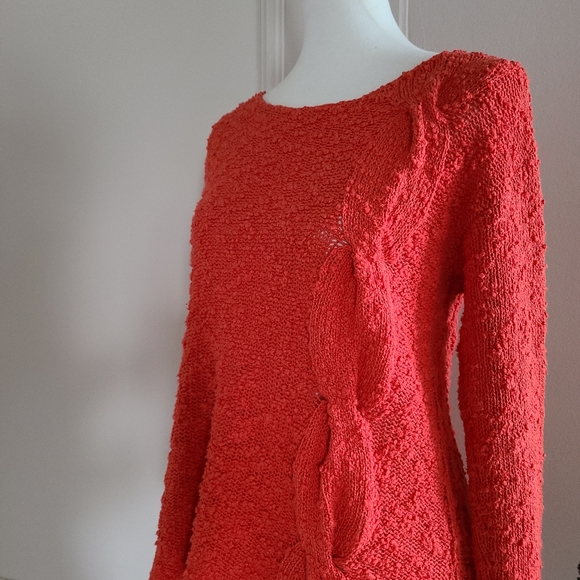 Anthropologie Sparrow coral cotton texture sweater - Picture 3 of 7